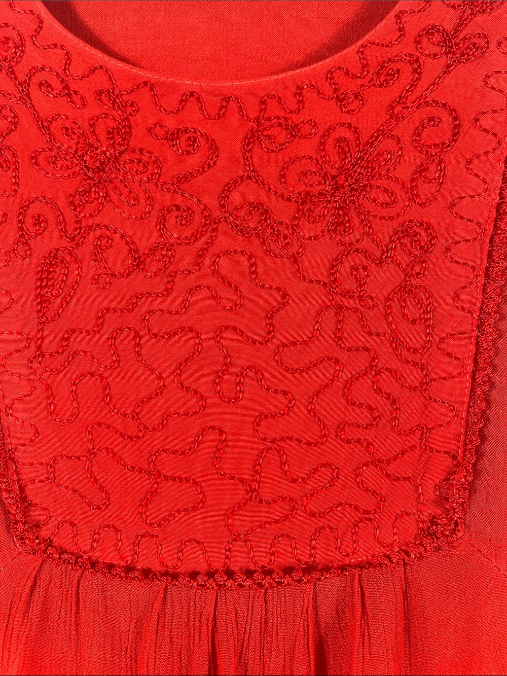 Advance Apparels Red Tie-Dye Embroidered Boho Tunic - Picture 5 of 9